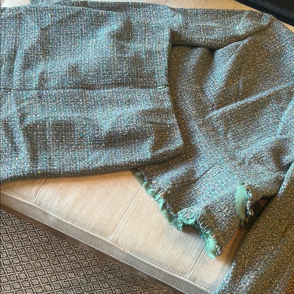 Lillie Rubin Teal Tweed Two Piece Skirt Blazer Set Size 2 - Picture 11 of 15